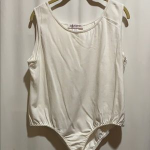 SILHOUETTES TANK/BODYSUIT SZ 1X WHITE COTTON/LYCRA